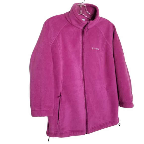 Columbia Jackets & Blazers - Columbia Womens Size L Jacket Fleece Shaped Fit Zip Drawstring Pockets Pink